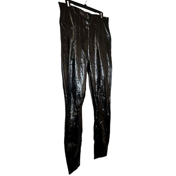 Spanx Vegan Faux Black Patent Leather High Waisted Pull-On Legging Pants XL - Picture 6 of 8